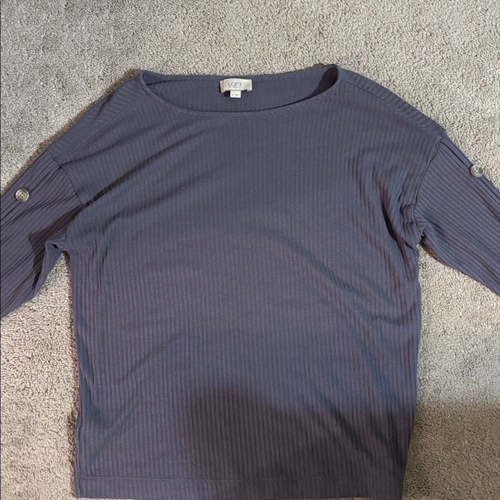 Vince Deep Purple Ribbed Top with Button Accents